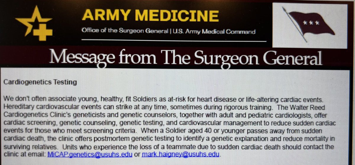 I don’t know about that, sir. According to the newest message from the Army Surgeon General, genes are EXACTLY what’s causing an epidemic of heart related conditions. 

Or, maybe the DOD is still trying to cover up the greatest war crime it’s ever committed (against its own