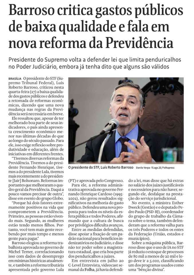 Como pode ministro do <a href="/STF_oficial/">STF</a> prescrever reforma previdenciária p/ lascar a vida do trabalhador?
Eles opinam politicamente defendendo posições prejudiciais ao povo brasileiro, e nunca atacam os privilégios e regalias indecentes de castas burocráticas, bancos, empresas ...