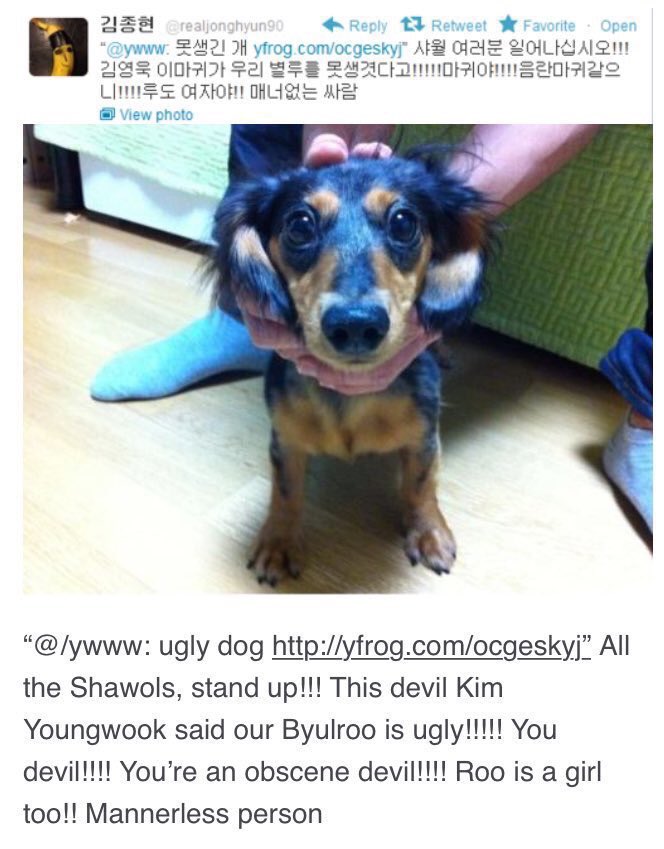who remembers when jonghyun sent shawols to attack someone who called roo ugly 😭😭