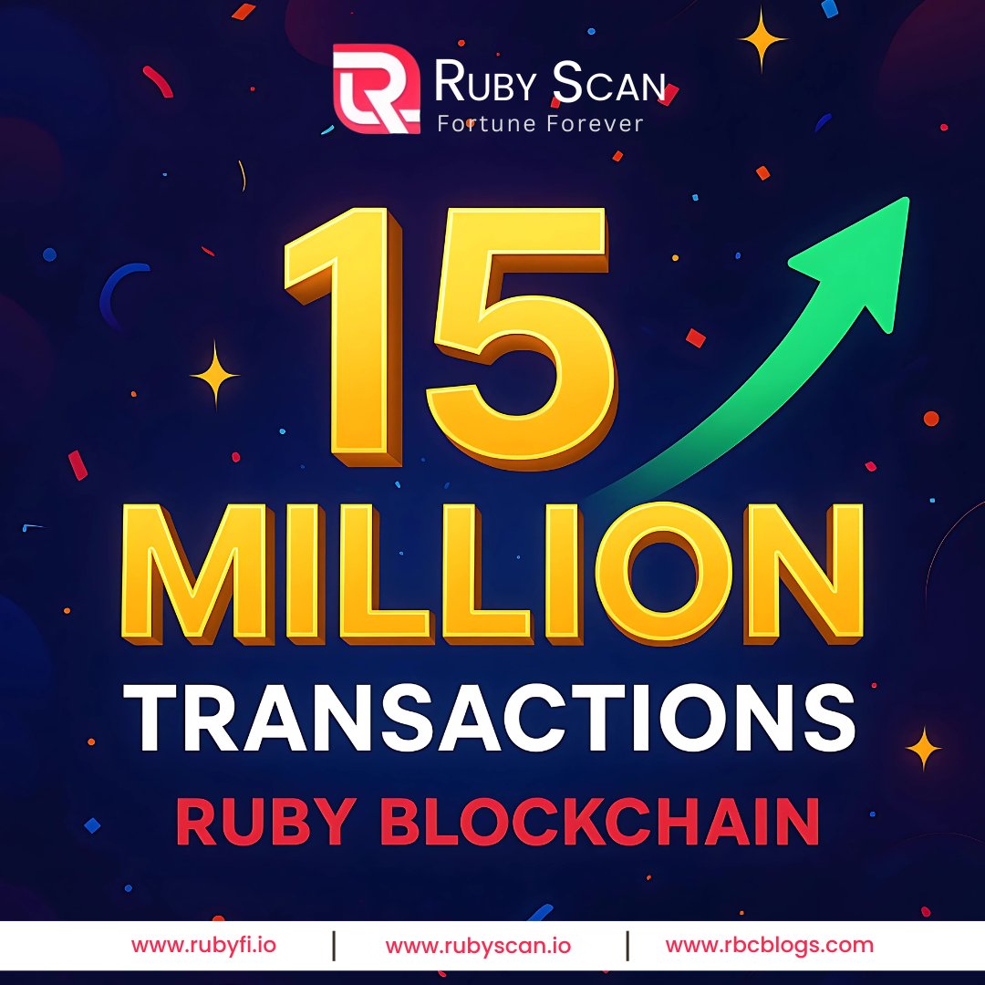 rubywebcast's tweet image. 15 Million Transactions Completed ✅ The journey has just begun!
#RubyBlockchain #Rubyscan #Blockchain #Cryptocurrency