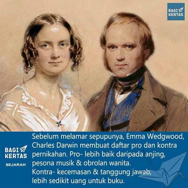 doyanmusik3's tweet image. #CharlesDarwin #HistoryFacts #FunHistory #SejarahDunia #Darwin #ScienceHistory #EmmaWedgwood #FaktaUnik #Marriage #Sejarah