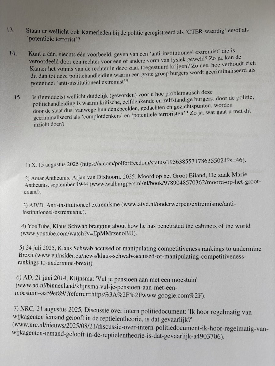Gisteren hebben we de onderstaande vragen gesteld aan de minister van justitie en veiligheid over de “politiehandleiding complotdenken”, we zijn benieuwd naar de antwoorden.👇

tweedekamer.nl/kamerstukken/k…