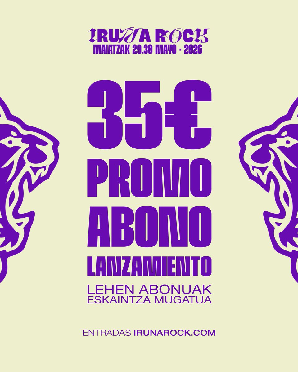 Todos los caminos llevan al Iruña Rock… ¡y esta es una oportunidad única! Abono de dos días por 35€ 🧨 Promoción de lanzamiento limitada. 

Erosi zure abonua eta hasi dadila atzera-kontaketa! 

🎟️ irunarock.com