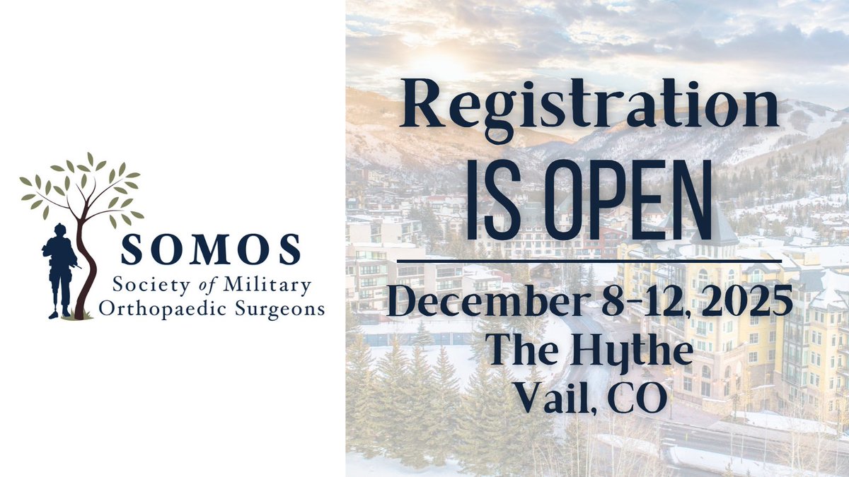 Registration is NOW OPEN for the 2025 SOMOS Annual Meeting! Don’t miss this premier gathering of military orthopaedic surgeons—featuring top-notch education, valuable networking, and cutting-edge updates in the field. Reserve your spot today! zurl.co/U9nWB  #somos2025