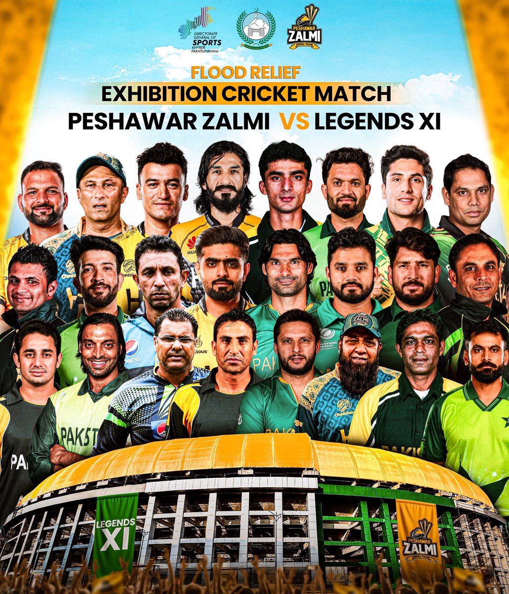 Peshawar Zalmi (@peshawarzalmi) on Twitter photo ๐๐ถ๐๐๐ผ๐ฟ๐ ๐ถ๐ป ๐๐ต๐ฒ ๐บ๐ฎ๐ธ๐ถ๐ป๐ด ๐ถ๐ป ๐ฃ๐ฒ๐๐ต๐ฎ๐๐ฎ๐ฟ! ๐
Cricketโs finest unite for a cause bigger than the game Flood Relief Exhibition Match.
โก Peshawar Zalmi vs Legends XI
๐
30th August 2025
๐ Imran Khan Cricket Stadium, Peshawar
This is more than just cricket ๐๐ถ๐๐๐ผ๐ฟ๐ ๐ถ๐ป ๐๐ต๐ฒ ๐บ๐ฎ๐ธ๐ถ๐ป๐ด ๐ถ๐ป ๐ฃ๐ฒ๐๐ต๐ฎ๐๐ฎ๐ฟ! ๐
Cricketโs finest unite for a cause bigger than the game Flood Relief Exhibition Match.
โก Peshawar Zalmi vs Legends XI
๐
30th August 2025
๐ Imran Khan Cricket Stadium, Peshawar
This is more than just cricket