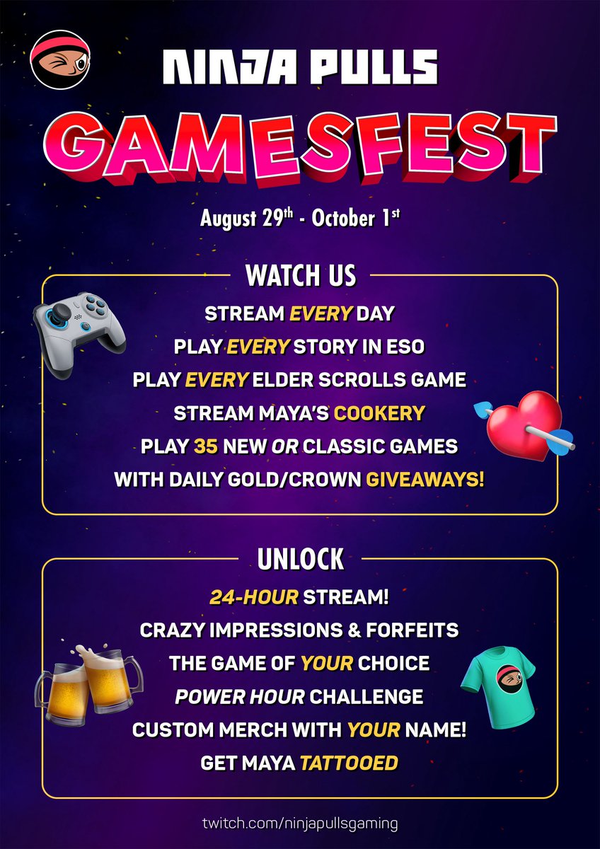Starting tomorrow!!! 🥳
Epic ALL MONTH event! 
Join us for the shenanigans on Twitch 💖
Preview stream in 1 hour. 

#ElderScrollsOnline #esofam