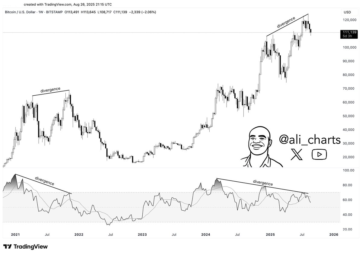 Bitcoin Bearish Divergence/Ali Martinez