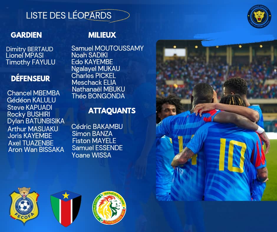 PRIX DES PLACES : Léopards RDC vs Lions de la Téranga SENEGAL (Mardi 09.09.2025 à 17H00’ - Kinshasa, Stade des Martyrs de Kinshasa)