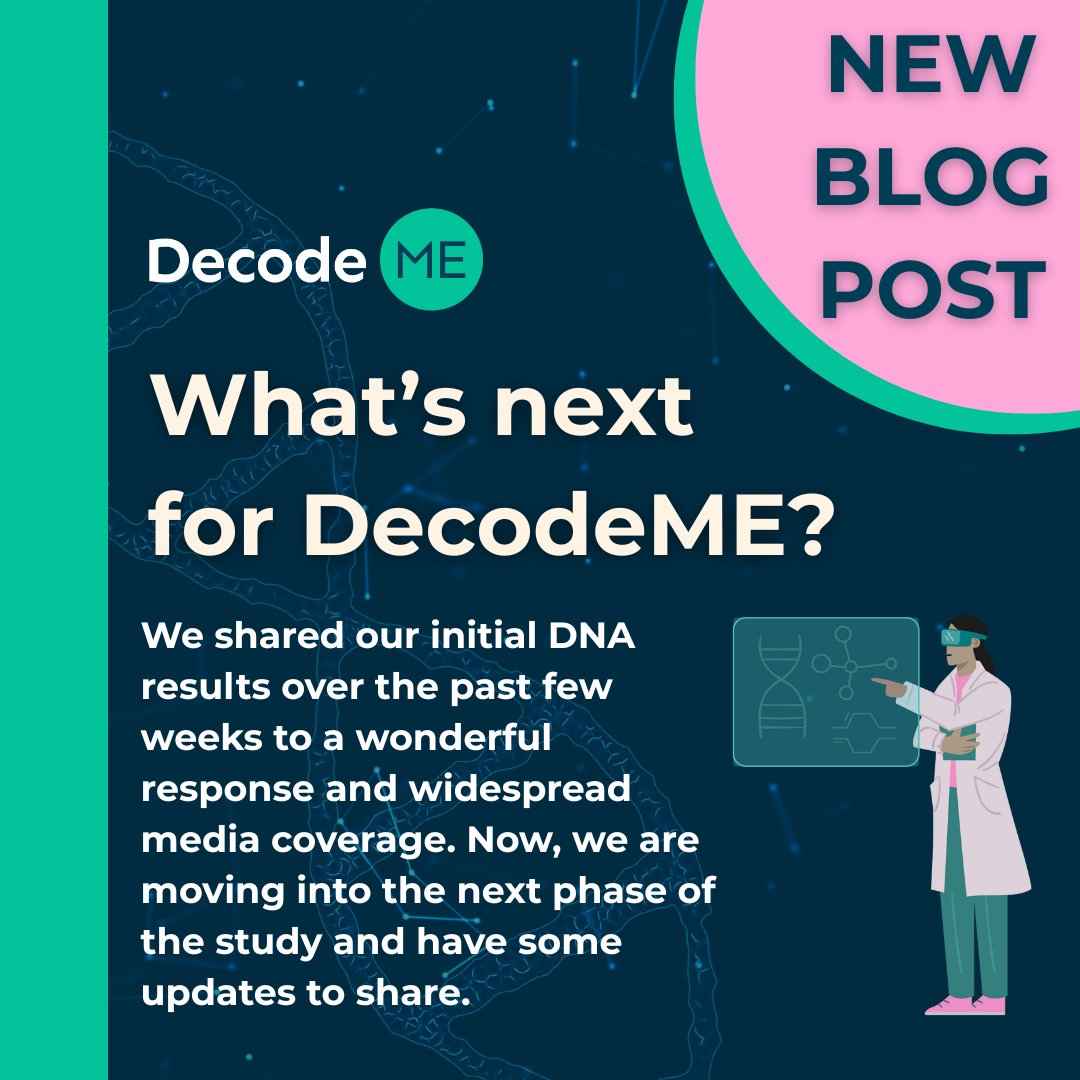 DecodeMEstudy's tweet image. We shared our initial DNA results over the past few weeks to a wonderful response & widespread media coverage. Now, we are moving into the next phase of the study & have updates to share.
Check out our blog post to find out what’s next for DecodeME:
shorturl.at/Y1hXm