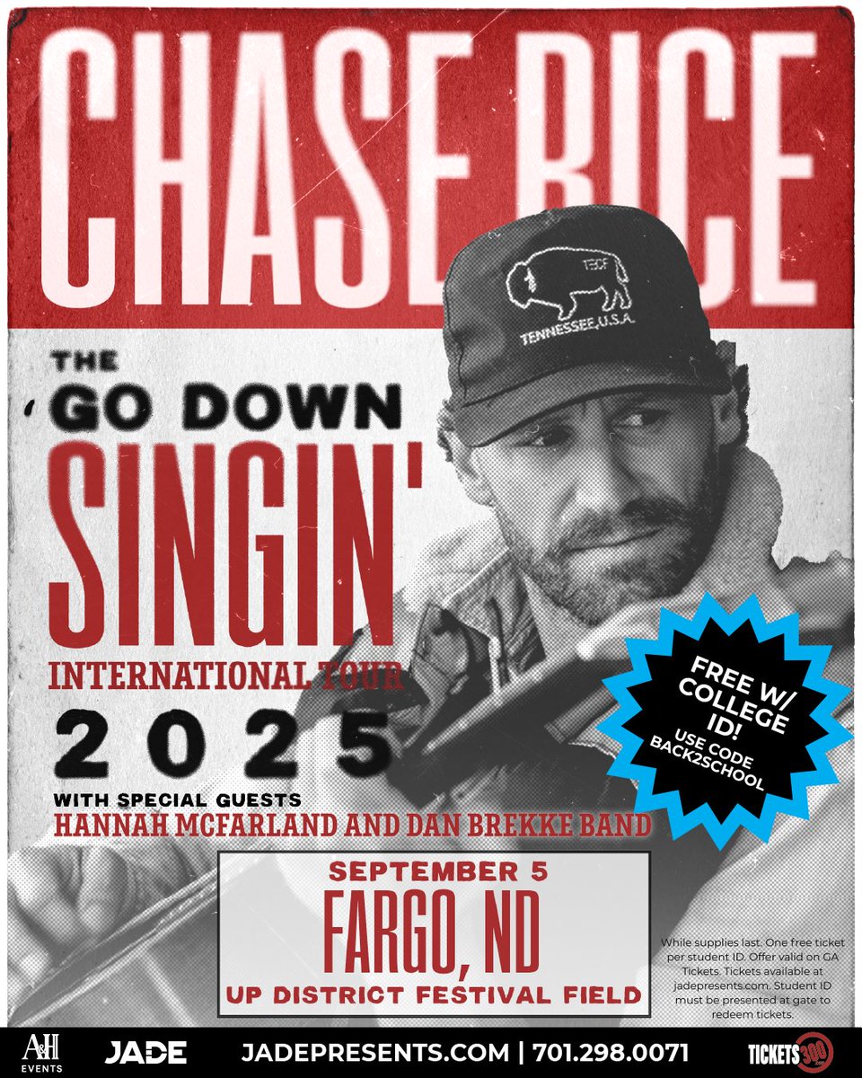 College students!! FREE CONCERT TICKETS!
Get a free ticket use code BACK2SCHOOL. 
Come to Chub’s, go to concert, and come back to Chub’s 😁

etix.com/ticket/p/44100…

etix.com/ticket/p/44100…