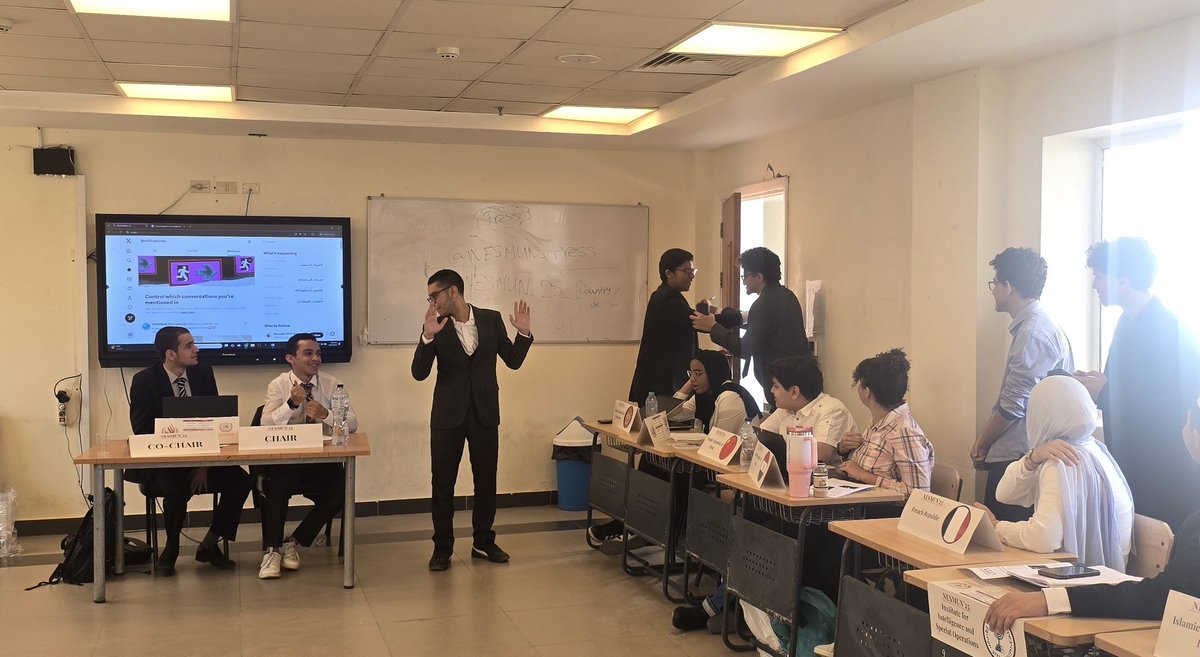 NESMUNTRTWorld's tweet photo. The delegation of the Republic of Chad did a brave move by calling the delegation of the United Arab Emirates terrorists!
Despite him being fair and stating facts, he got a diplomatic warning and was kicked out due to him calling the chairs "biased".
@NesMUN_Press 
#UNHRC https://t.co/K9BMlIWbIf