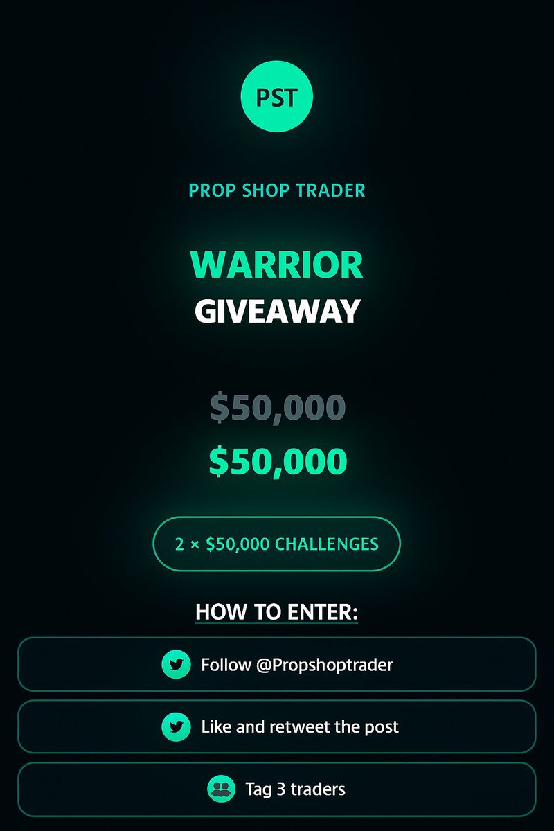 🚨100,000$ Account Giveaway🚨

-Rules to Enter👇

1⃣Follow <a href="/_E_c_lipse/">Eclipse 🧪</a> <a href="/PropShopTrader/">PropShopTrader</a>
2⃣Like♥️Retweet🔁
3⃣Tag 3 Traders