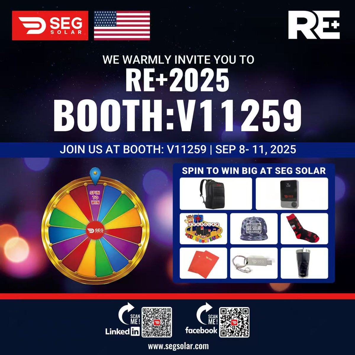 🐂 SEG’s Bull Riding is BACK at #REplus25!
Ride the bull, spin to win, &amp; win prizes like solar backpacks, chargers, hats &amp; more 🎁.
Find us at Booth V11259, Venetian Expo — don’t just attend, make it unforgettable!