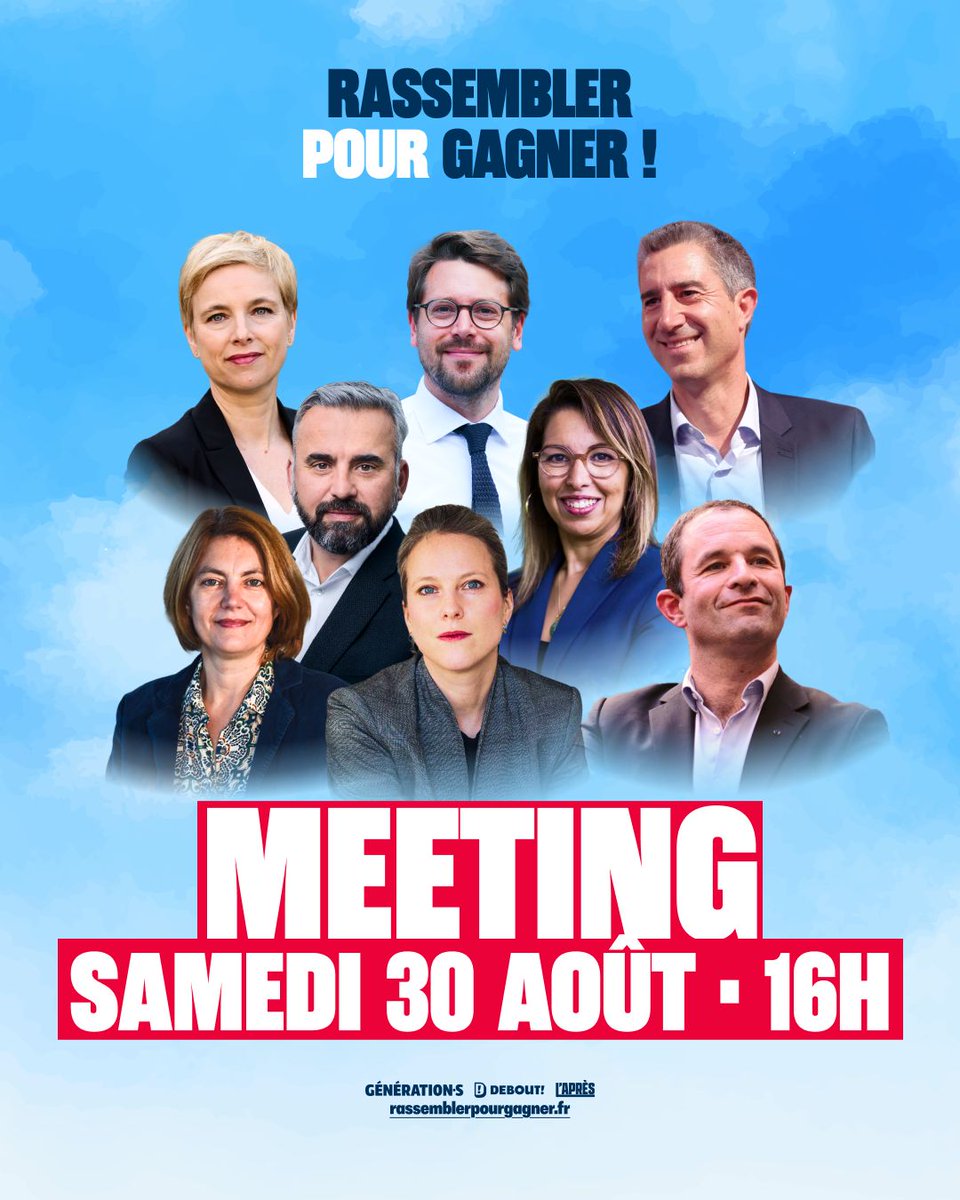 GenerationsMvt's tweet photo. 🔴 Samedi 30 août à Châteaudun, rendez-vous à 16h pour notre meeting commun !

➡️ Pour venir : https://t.co/2XvM17aO6r

Avec Benjamin Lucas, Hella Kribi-Romdhane, François Ruffin, Clémentine Autain, Lucie Castets, Benoît Hamon, Alexis Corbière et Agnès Bourgeais !

#Rassemblerpourgagner