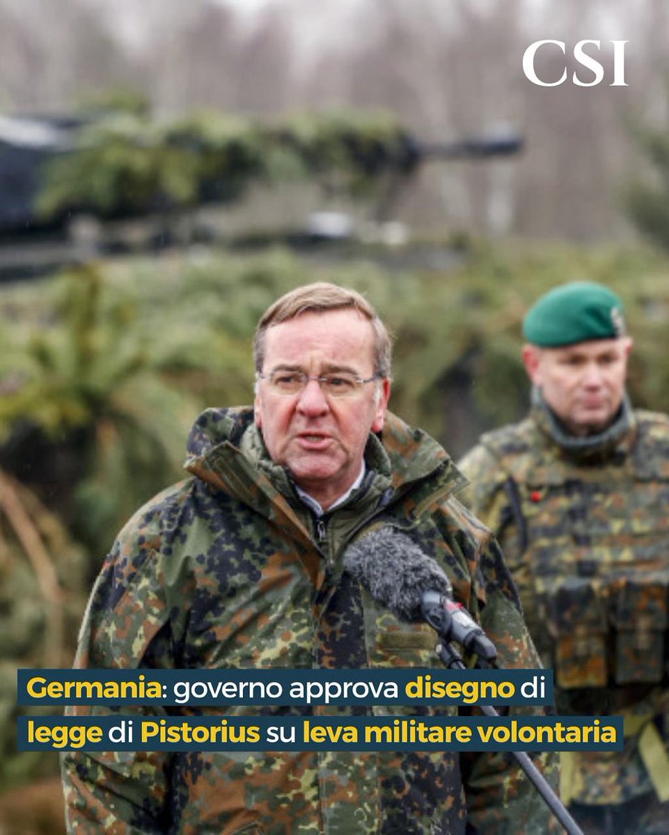 🇩🇪🪖 Il governo tedesco ha approvato il disegno di legge per introdurre la #leva militare su base volontaria come da proposta del Ministro della #Difesa Boris #Pistorius.

A cura di Valentina Giovannelli

👇
instagram.com/p/DN5lwFKiA7c/…