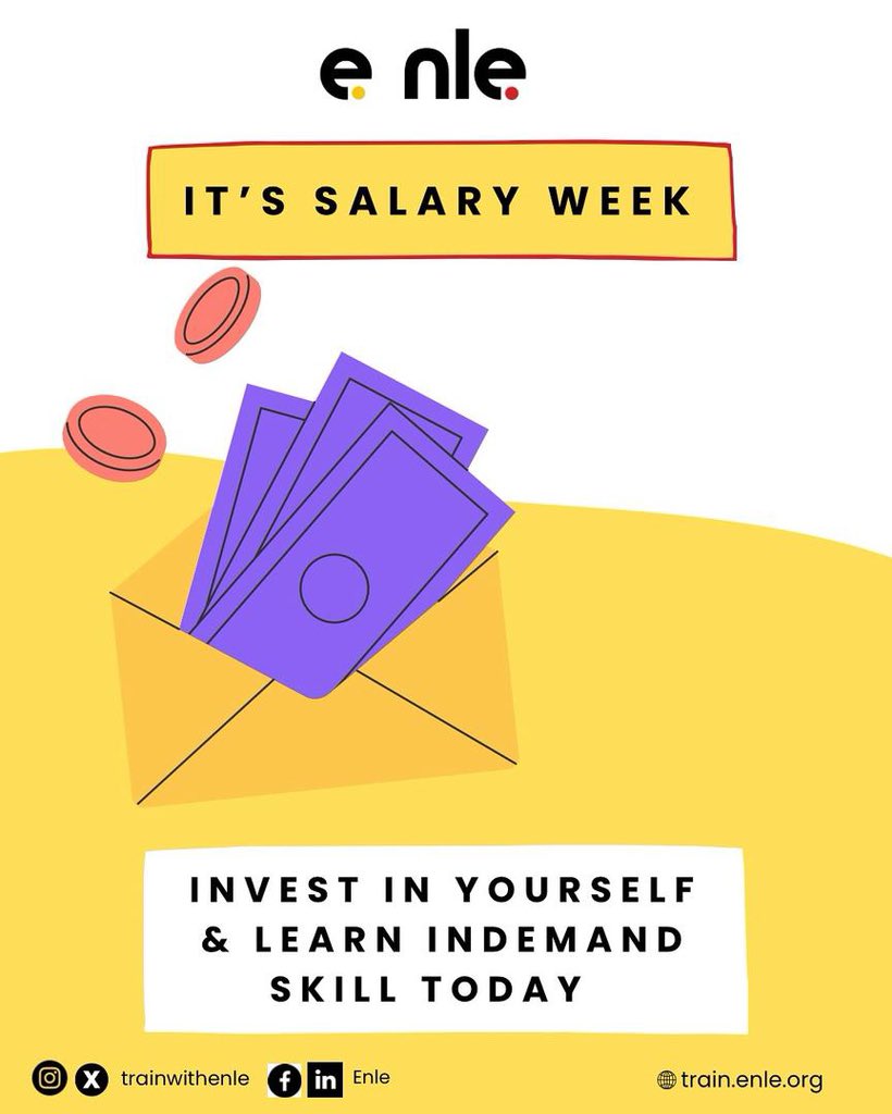It’s salary week.
Instead of spending it all, set aside a portion to invest in your future.
Upskill today with #TrainwithEnle and stay ahead in the tech world.

👉 Visit train.enle.org