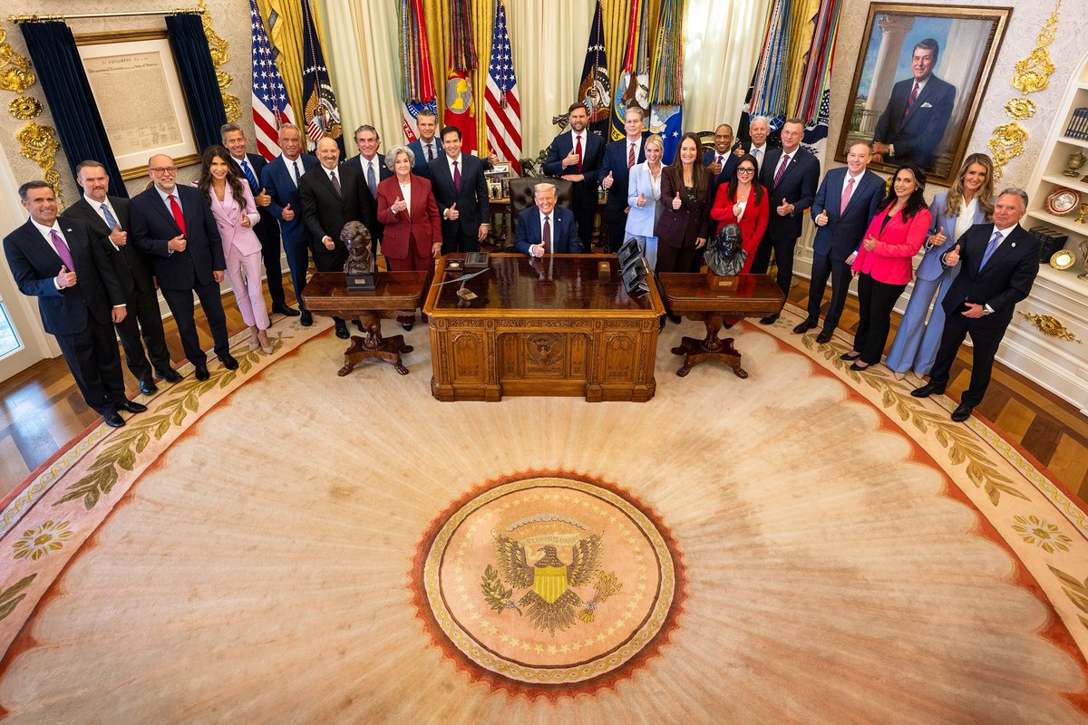 SecretaryBurgum's tweet photo. The greatest cabinet ever assembled, serving under the leadership of our greatest president, @POTUS! https://t.co/aIj9DWqzzl
