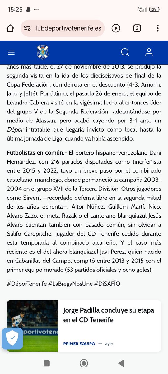 Despierto de mi letargo en esta cuenta para aplaudir este artículo del <a href="/CDTOficial/">CD Tenerife 🏴󠁧󠁢󠁳󠁣󠁴󠁿</a> en el que se hace mención a los jugadores que han militado tanto en el <a href="/deporguada/">C.D. Guadalajara 🟣⚪️</a> como en el club tinerfeño.

👏👏

clubdeportivotenerife.es/noticias/un-op…