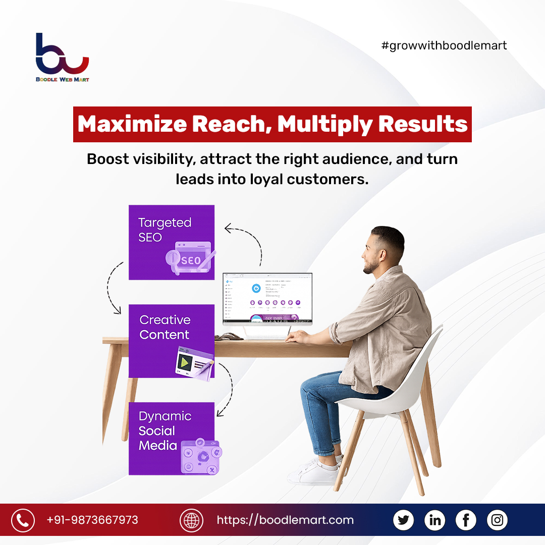 Boodlewebmart's tweet image. Achieving greater visibility and impactful results is within your grasp. Maximize your reach and watch your success multiply! 🌟

👉🏼 𝐂𝐨𝐧𝐭𝐚𝐜𝐭 𝐔𝐬 𝐓𝐨𝐝𝐚𝐲:-
🌐  boodlemart.com
📞 +𝟗𝟏 𝟗𝟖𝟕 𝟑𝟔𝟔 𝟕𝟗𝟕𝟑
📩 sales@boodlemarts.com

#ReachForSuccess #BoodleMart