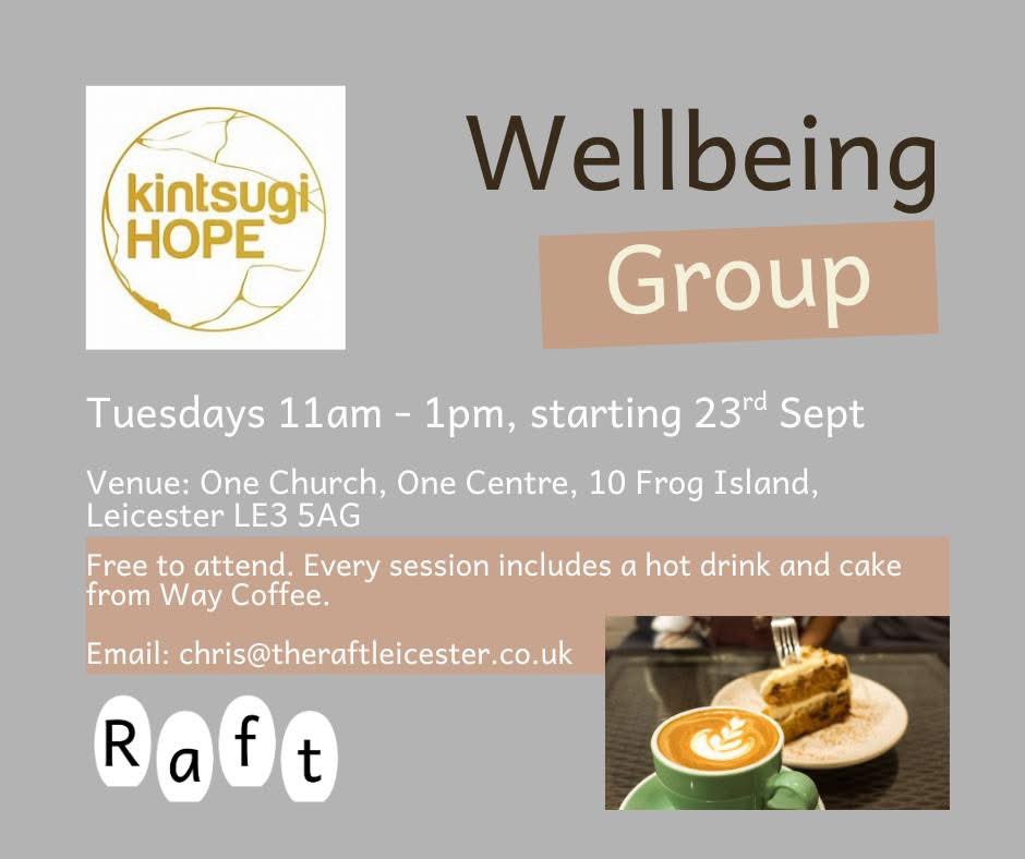 Kintsugi Hope wellbeing group for foster and adoptive parents starting 23rd Sept. 
Email Chris@theraftleicester.co.uk for details. 
<a href="/KintsugiHope/">Kintsugi Hope</a> #wellbeing