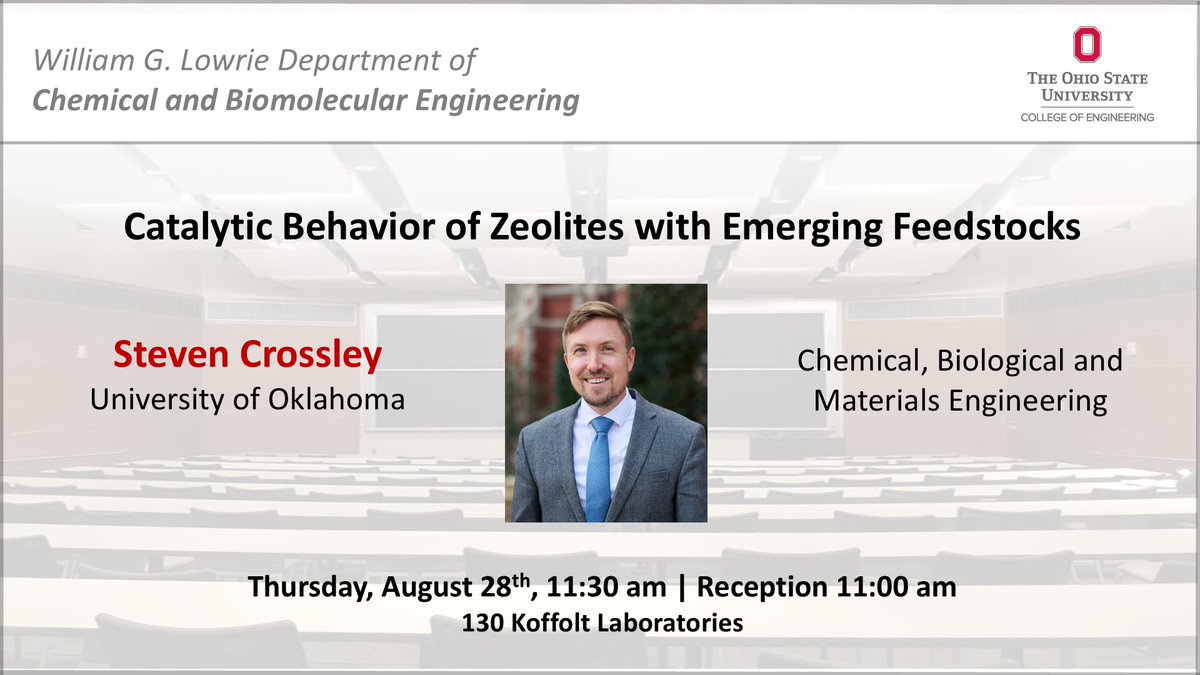 OhioState-CBE (@ohiostatecbe) on Twitter photo We kick off our Autumn Semester Seminar Series with Professor Steven Crossley <a href="/OUCrossley/">Steven Crossley</a> from the University of Oklahoma <a href="/OU_CBME/">Oklahoma ChE</a>!
Stop by for βοΈ &πͺ starting 11:00 am! We kick off our Autumn Semester Seminar Series with Professor Steven Crossley <a href="/OUCrossley/">Steven Crossley</a> from the University of Oklahoma <a href="/OU_CBME/">Oklahoma ChE</a>!
Stop by for βοΈ &πͺ starting 11:00 am!
