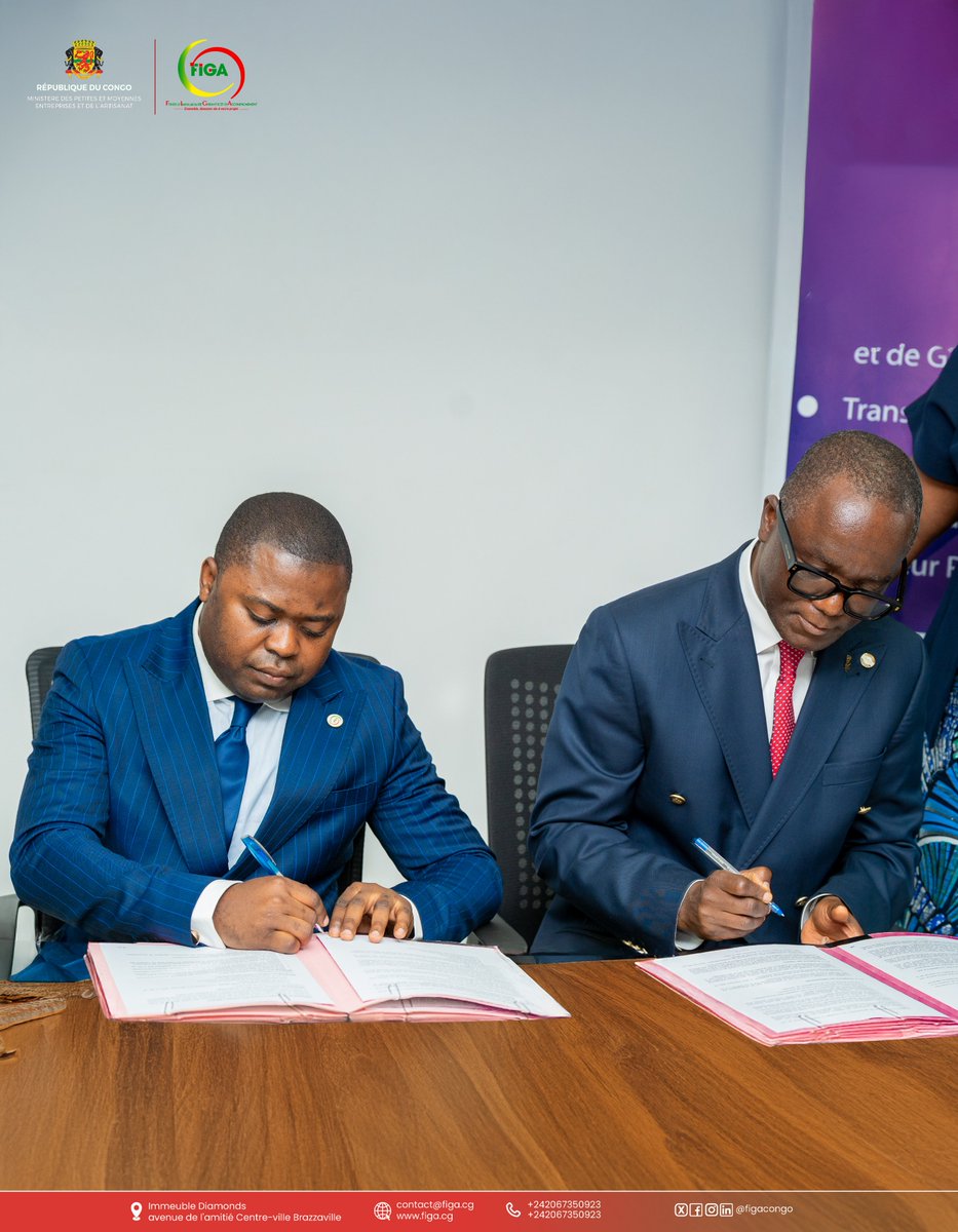 FigaCg's tweet image. Signature FIGA – CAPPED à Brazzaville en présence de la Ministre des PMEA.
Deux dispositifs : garantie individuelle et garantie de portefeuille KOLISA.
Objectif : promouvoir l’inclusion financière et multiplier les mécanismes de financement par la garantie du FIGA.
#FIGA #CAPPED