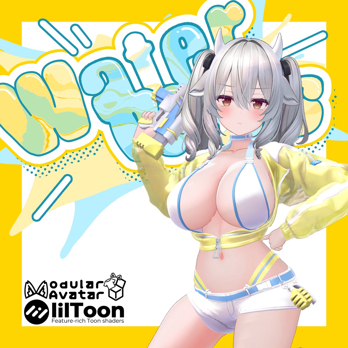 ねくらっぽい様（<a href="/VRC_poi/">ねくらっぽい</a>）デザインの『WaterWars』が明日20時発売予定です！
水鉄砲と自爆ギミック付きの水着です！

それに伴いRPキャンペーンを実施します！
3名に抽選でプレゼント！！

応募方法：当アカウントをフォロー＆RP
期間：8月31日
#booth_pm #OrnateThread

商品URLはリプにあります！