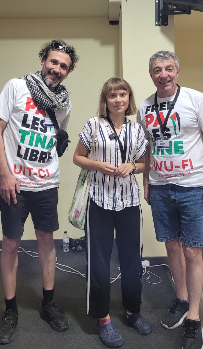 IWU FI (@iwu_fi) on Twitter photo Argentinian member of Congress Juan Carlos Giordano and Ezequiel Peressini of Socialista Left with Greta Thunberg, as members of the <a href="/GlobalSumudF/">Global Sumud Flotilla</a> Global Sumud Flotilla met in Barcelona to prepare to depart for Gaza on August 31. Argentinian member of Congress Juan Carlos Giordano and Ezequiel Peressini of Socialista Left with Greta Thunberg, as members of the <a href="/GlobalSumudF/">Global Sumud Flotilla</a> Global Sumud Flotilla met in Barcelona to prepare to depart for Gaza on August 31.