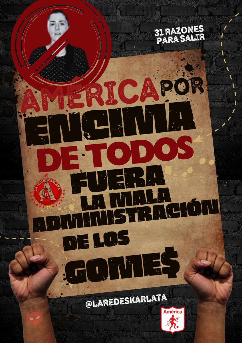 LaRedEskarlata's tweet image. Lo de América de Cali  ya es penoso.

Fuera  Marcela de la Presidencia.
Fuera Raimondi, aquí no se viene a experimentar.
Fuera los Gome$