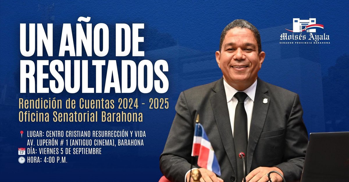 Con mucho honor y compromiso, quiero invitarles a nuestra Rendición de Cuentas del Año Legislativo 2024-2025: Un Año de Resultados.

¡Su presencia será de gran valor!

#UnAñoDeResultados #RendiciónDeCuentas #MoisésAyala #Barahona #Resultados2024 #Transparencia #Compromiso
