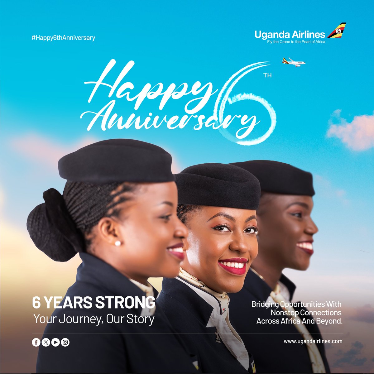 UG_Airlines's tweet image. Happy 6th-year anniversary to us! 🎉 Six years stronger. Your journey is our story✈️
#FlyUgandaAirlines #YourJourneyOurStory #URanniversary