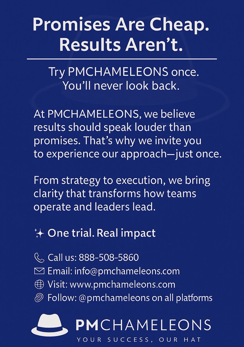 pmchameleons's tweet image. ✨ A single trial will inspire you.

#PMCHAMELEONS #TryUsOnce #ExecutionExcellence #StrategicSupport #ProjectClarity