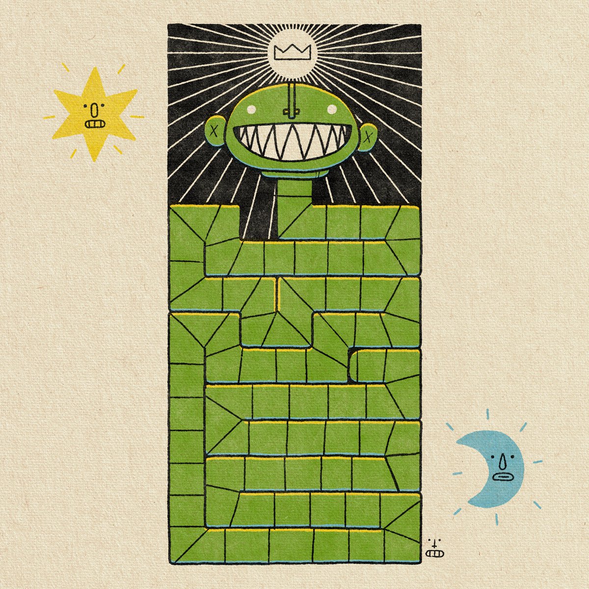 A lot of new people around here, so just a quick reminder to the ETH-crowd: 

"The Demiurge"
4/7 eds. left
0.0077 ETH Base
Genesis piece on Transient Labs

This is the first appearence of this character on ETH, and one of my last non-pixel art pieces I did before my graphics