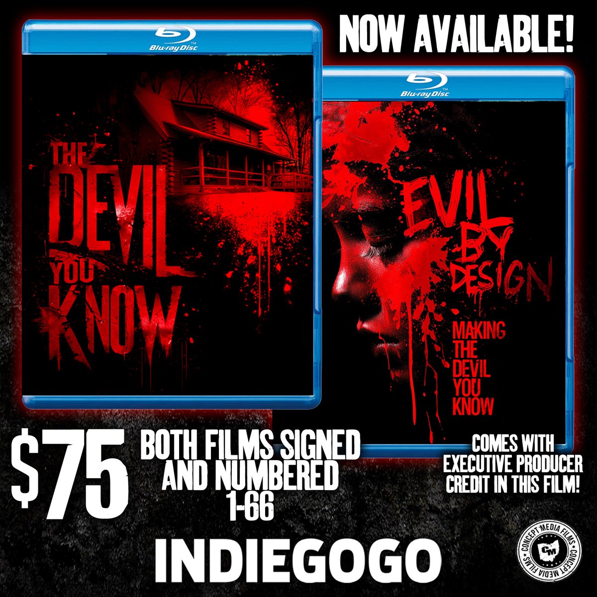EVIL BY DESIGN is now available! Each one is signed and numbered 1-66, and you will also receive an Associate Producer credit in the film for grabbing a copy, OR and Executive Producer credit for grabbing the combo! igg.me/at/TDYK/x/2042…  
#physicalmedia