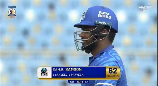 Akaran_1's tweet photo. Sanju Samson on fire in KCL! 🔥
- 121(51), 89(46), 62(37) – three massive innings as an opener. Consistency, power, and ready for Asia Cup! 🙌
#SanjuSamson #KCL2025 #T20Master #CricketBeast https://t.co/KAm9JvLgue