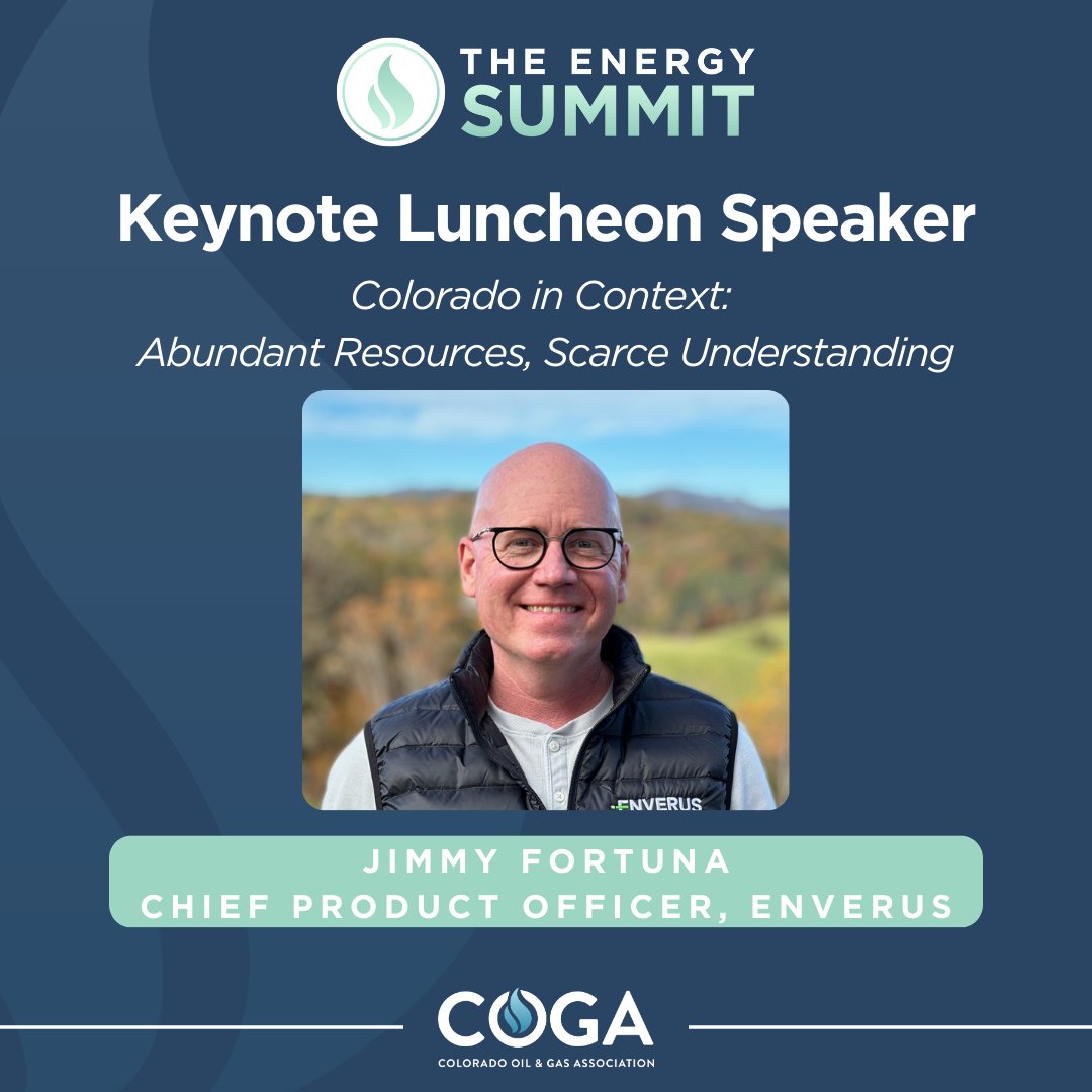 We’re thrilled to announce Jimmy Fortuna, Chief Product Officer at <a href="/EnverusEnergy/">Enverus</a>, as our Luncheon Keynote Speaker! Jimmy will be sharing his expert insights on the state of energy in Colorado, offering a unique perspective shaped by decades of innovation and leadership in energy
