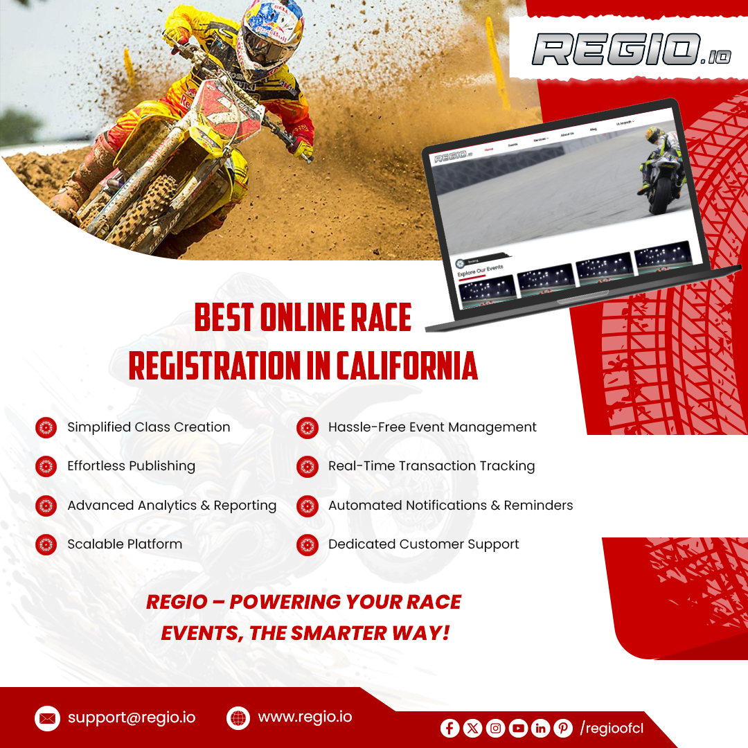 regioofcl's tweet photo. 🏁 Best Online Race Registration in California 🏁

⚡ REGIO – Powering Your Race Events, The Smarter Way!

👉 Start today: https://t.co/fc63n8q7qs

#RaceRegistration #CaliforniaRacing #EventManagement #RaceDay #MotorsportEvents #RegioIo #SmartRaceSolutions #TrackEvents https://t.co/wlOQR6kUtn