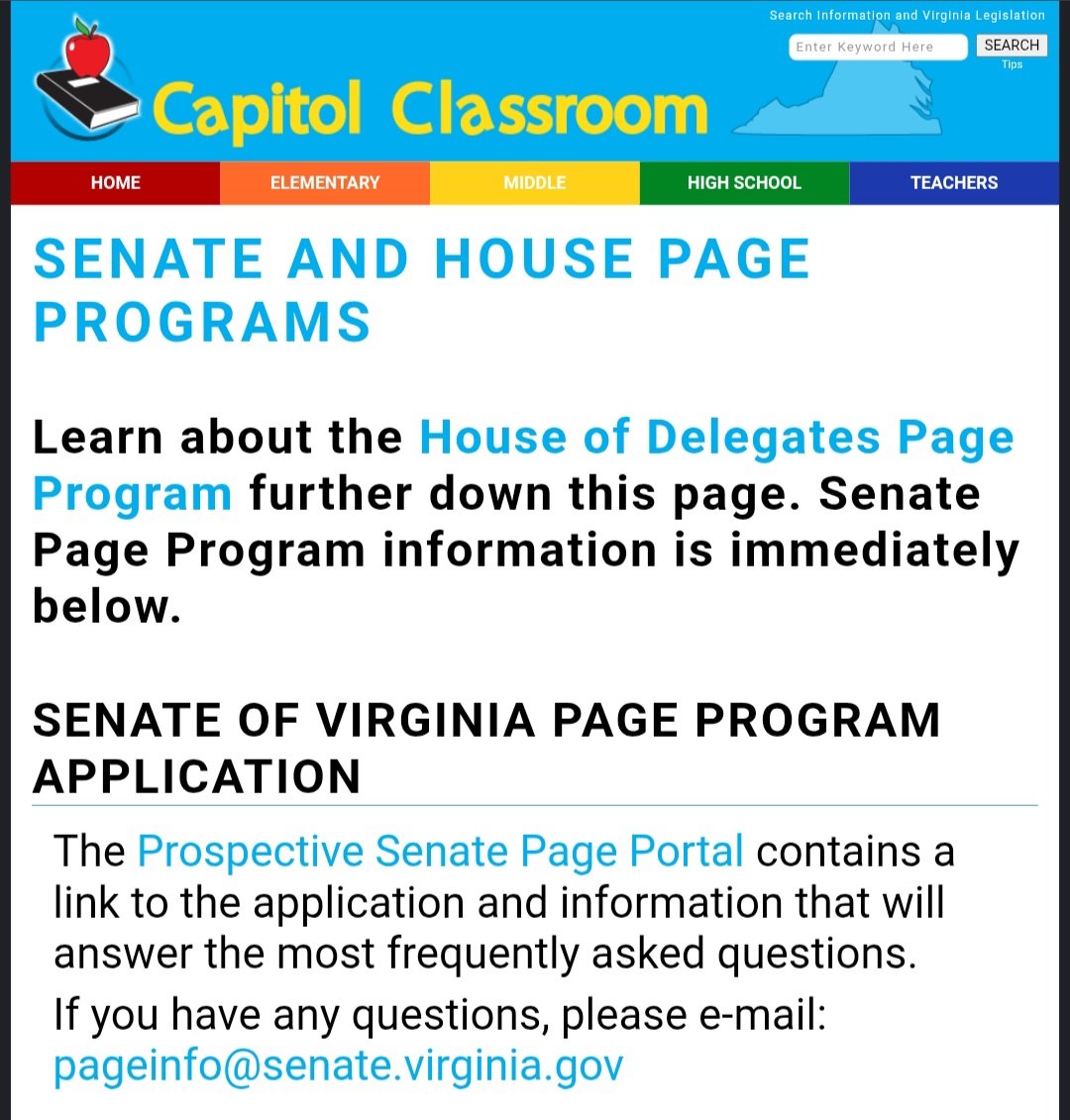 🚨 For High school students:  Don’t miss this opportunity...! Applications are now open to serve as a House or Senate Page in the Virginia General Assembly in Richmond from January-March, 2026. It’s an incredible way to learn about state government and experience the political