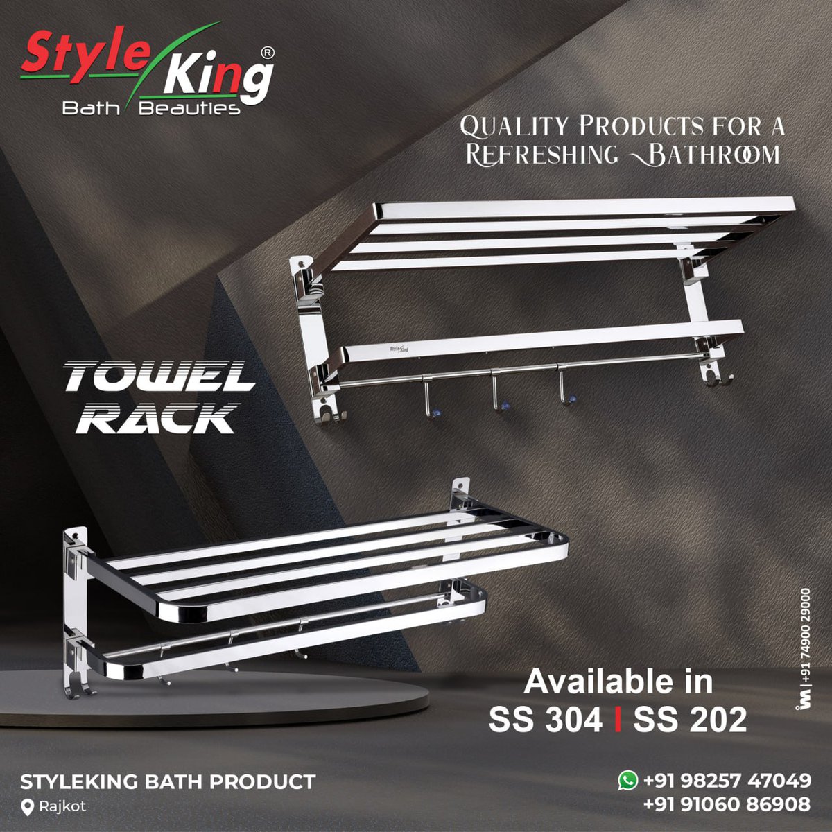 ibais_hardware's tweet photo. STYLEKING BATH PRODUCT (RAJKOT)

For enquiry via WhatsApp click:
https://t.co/1MyFNLrr49

Mr. Rameshbhai - +919825747049
Mr. Aditya - +919106086908
#towelrack #paperholder #bathroomfitting #bathaccessories #bathsanitary #liquiddispenser #hardwareb2bplatform   
.
@ibais_hardware https://t.co/PSNxv0Kd2T
