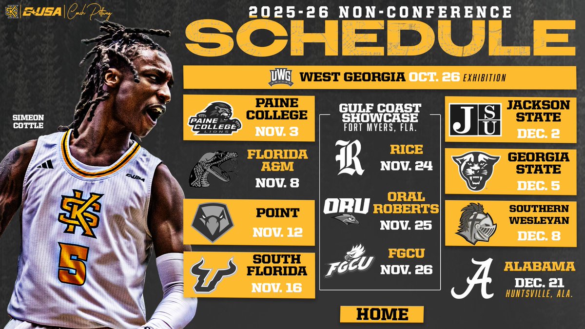 KSUOWLSMBB's tweet photo. 2025-26 🏀 schedule just dropped ‼️

Alabama, USF, Georgia State—who’s bringing the popcorn? 🍿🔥 

Full schedule 📆 - https://t.co/TOOWki1ycz
Buy 🎟️ - https://t.co/czcn4V1JGk
Story 🔗 - https://t.co/pMUibxtgne

#SOLID | #HootyHoo 🦉 https://t.co/fFMivpgt1a