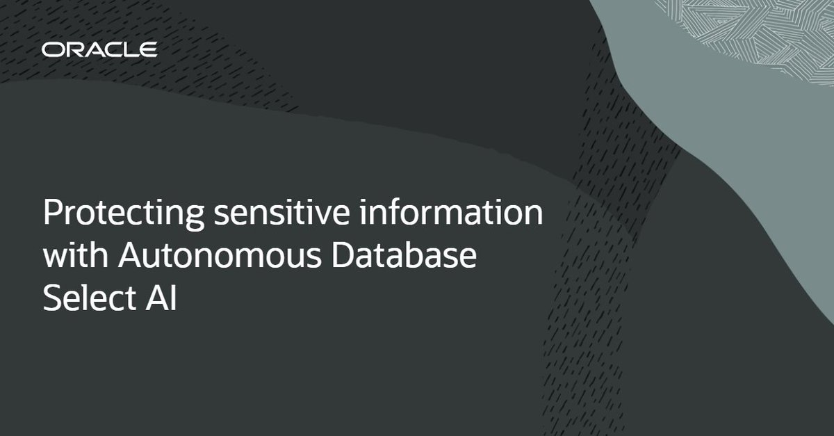 RoxChiriacescu's tweet image. Experience #AutonomousDatabase’s multi-layered security: designed to help protect your data when using AI in your apps or asking natural language questions, and powered by Oracle’s zero-trust model and advanced features like Database Vault and Data Safe. social.ora.cl/6018f4Ftu