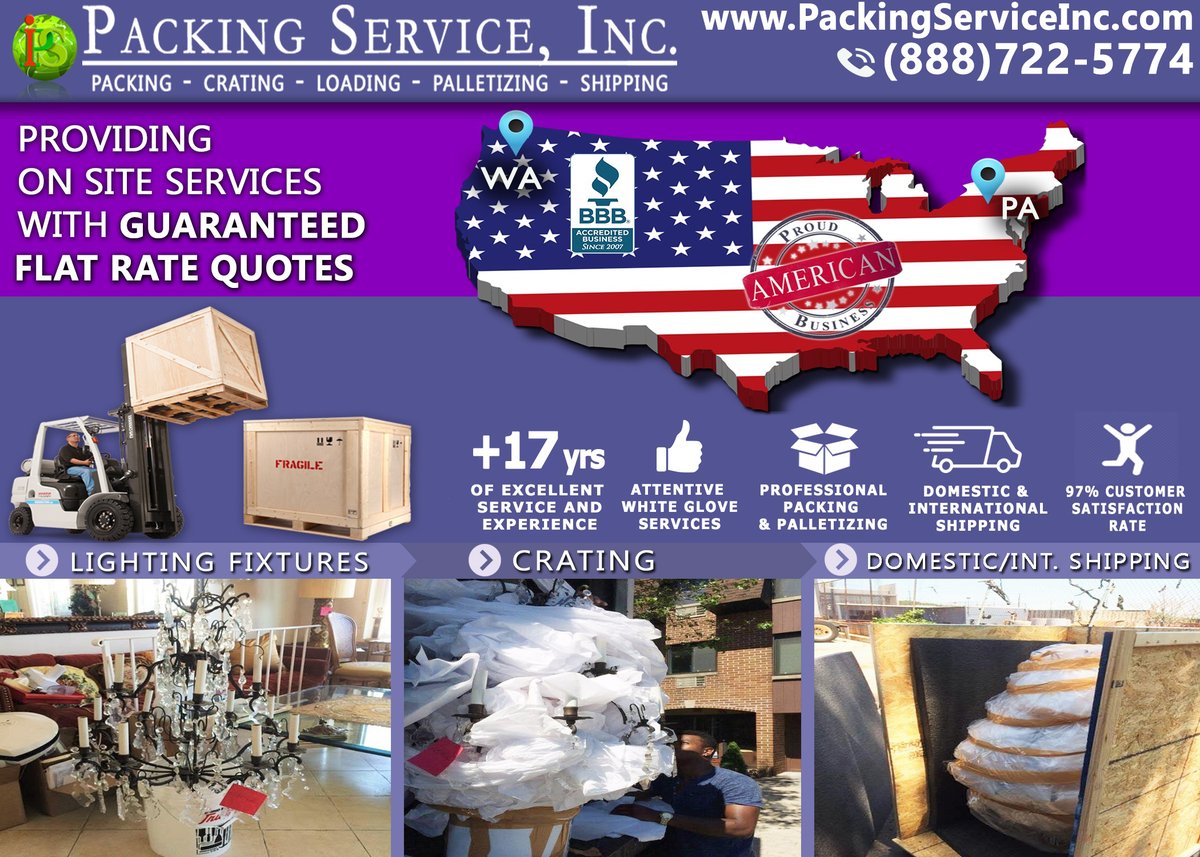 PackingService's tweet image. At Packing Service, Inc. Customer satisfaction is our number one goal. Being a member of the #BBB our A+ rating is testament that we excel in #Professional #IndustrialShipping and #CustomCrating your belongings. Learn more at packingserviceinc.com or call us at 888-722–5774