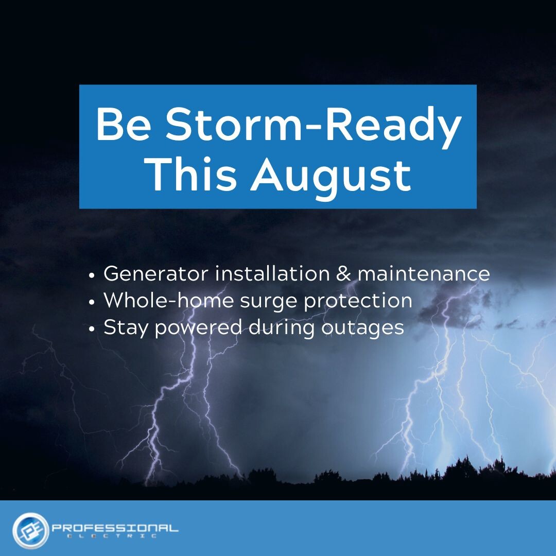 ProElectric_AL's tweet image. August storms can pop up fast—are you ready? ⛈
Power outages and surges can damage your home or business. Be prepared with a whole-home generator or surge protection from Professional Electric.
#StormSeason #GeneratorSolutions #ProElectric #MobileAL