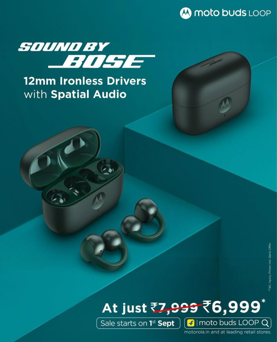 techdevote's tweet photo. Motorola Buds Bass and Buds loop launched in India for ₹1,999 and ₹7,999 respectively 🇮🇳
#motobudsloop #motobudsbass #motorola https://t.co/bO4UEyffrX