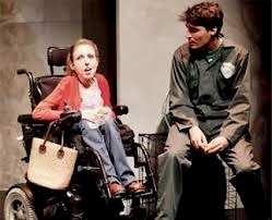 TBTBTheater's tweet photo. Trying to save the wildlife in the park. Shannon DeVido and David Marcus debate the importance of the "Geese" by Bruce Graham in the local park in 2012. #ShannonDevido #DavidMarcus #BruceGraham #TBTBTheater
Image description: Shannon DeVido seated on the left, wearing jeans, a pink t-shirt, a pink sweater, and David Marcus seated on the right, wearing green overalls with parks emblem.