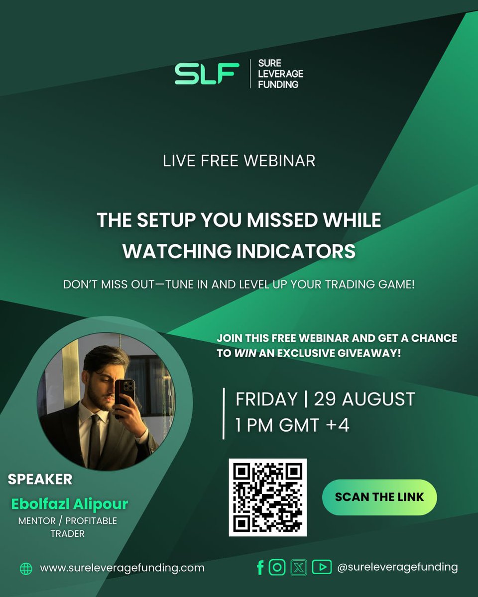 SureLeverage's tweet photo. Still waiting for indicators to tell you what to do? You might be missing the move.

This Friday at 1 PM GMT+4, join @Ebolfazl in a FREE webinar and unlock the setups that indicators can’t show you.

🏆 Exclusive giveaway waiting for you!
💬 Network with traders inside Discord

👉🏻 Don’t miss it: https://t.co/c5tP4xmzmp