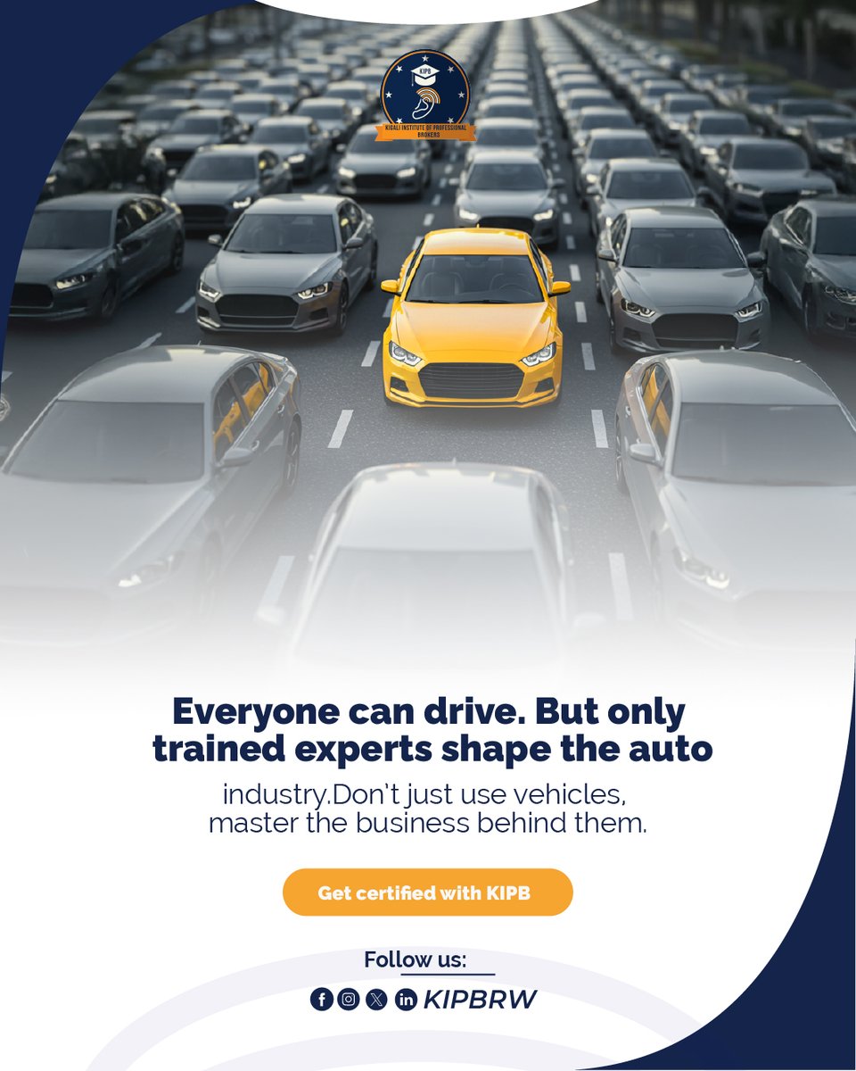 kigalinstitute's tweet image. Everyone can drive. But only trained experts shape the auto industry. Don’t just use vehicles, master the business behind them.

Get certified with #KIPB

#KIPBRwanda #Rwandarealestate #Rwandainsurance #AutomobileRwanda #AutoBusinessRW #ProfessionalTrainingRW #RwandaCourses