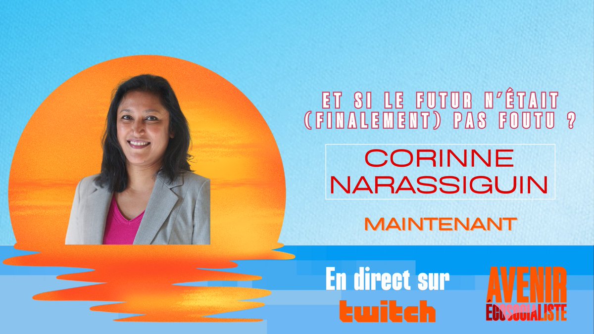 ✨19h30 !

<a href="/CorinneNara/">Corinne Narassiguin</a>, sénatrice de Seine-Saint-Denis
<a href="/senateursPS/">Sénatrices et sénateurs socialistes 🇪🇺</a> et trésorière du <a href="/partisocialiste/">Parti socialiste</a>
nous partage sa vision des conditions du bonheur en 2050 📷 

A suivre en direct ici : twitch.tv/avenirecosocia…