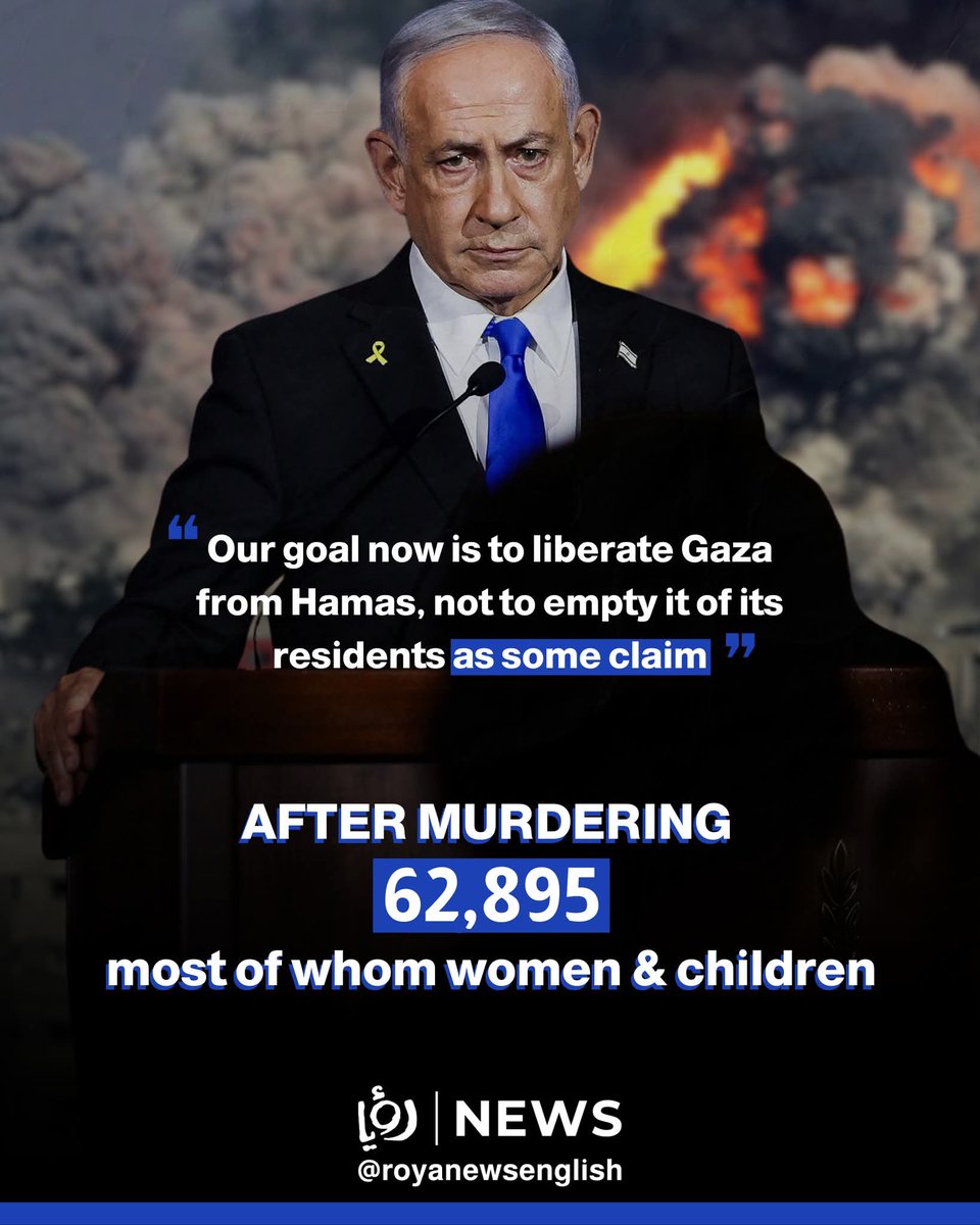 “Matlamat kami sekarang adalah untuk membebaskan Gaza daripada Hamas, bukan untuk mengosongkan penduduknya seperti yang didakwa sesetengah pihak.”

Kata Netanyahu SELEPAS MEMBUNUH 62,895 penduduk Gaza, kebanyakannya wanita dan kanak-kanak.