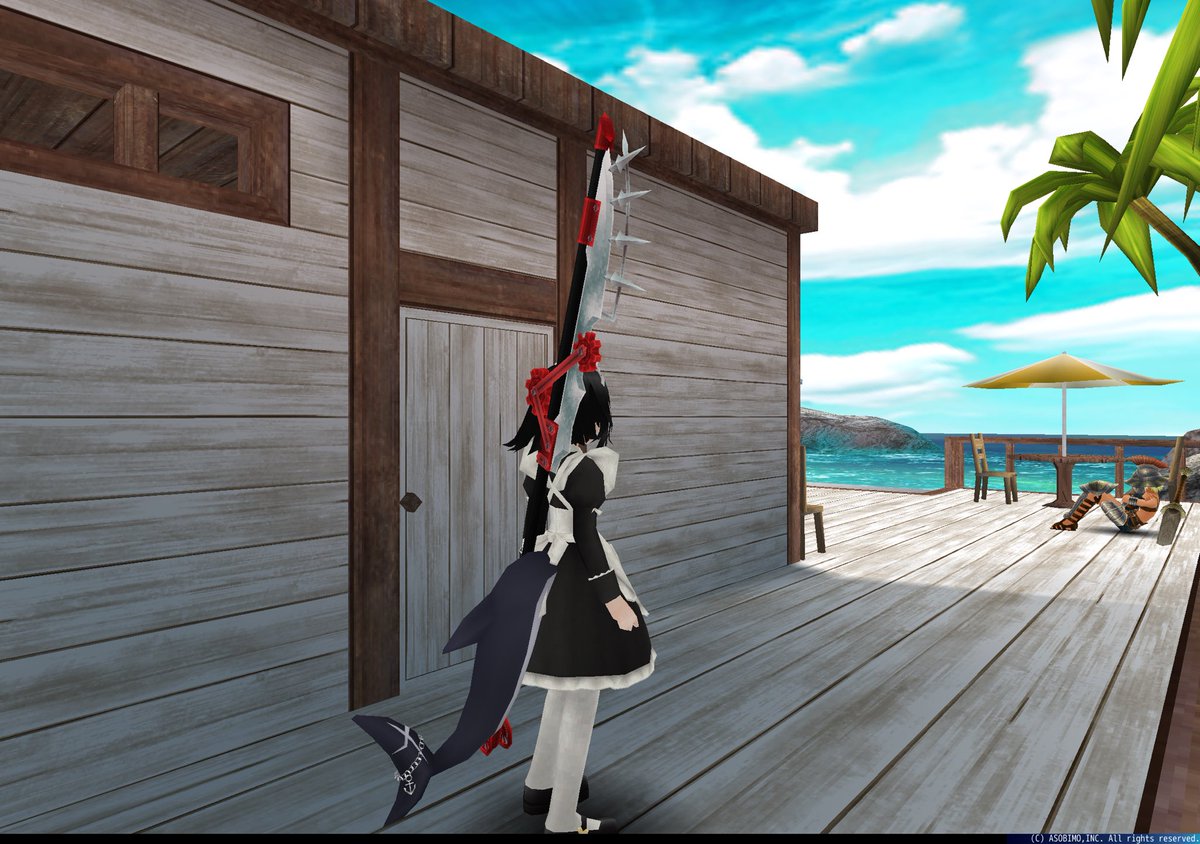 #トーラム 
コスパラを作ってみた！
ゼンレスゾーンゼロってゲームのエレンジョーってキャラクターのコスプレをしてるつもり！
追加のサメ尻尾見つけたから作れるかなって頑張ってみた！